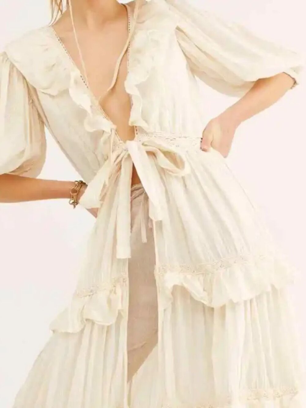 Jen’s Pirate Booty x Free People Lindo Robe – Ivory XS/S